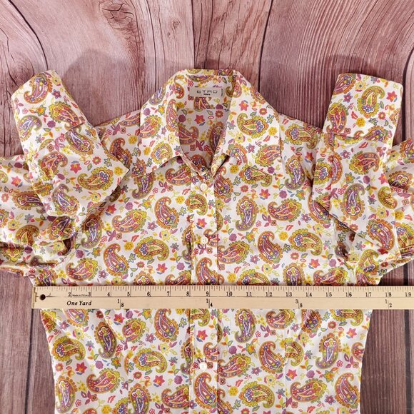ETRO Milano Womens Size 40 US Small Paisley LS Button Up Shirt Made in Italy - Picture 12 of 14